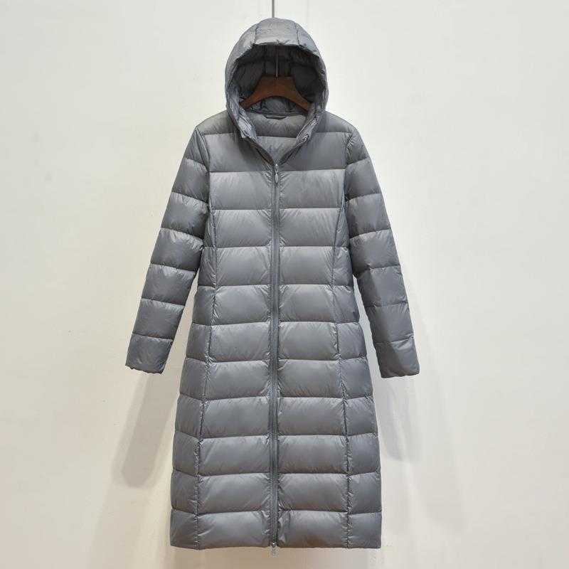 Lightweight Hooded Long Below-the-knee Slim-fit Coat