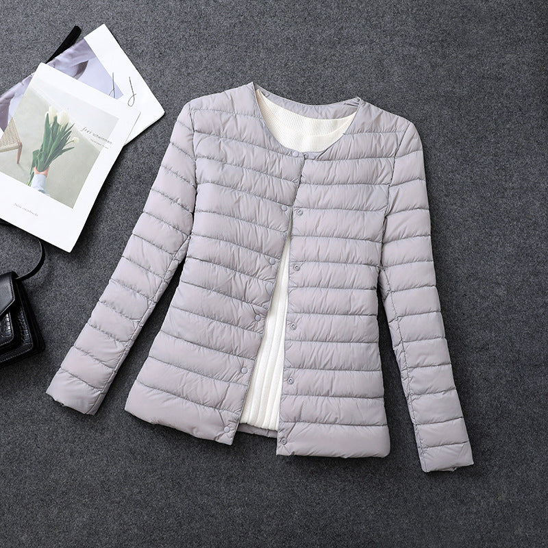 Women's Lightweight Short Inner-wear Round-neck Thermal Jacket