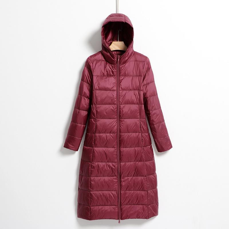 Lightweight Hooded Long Below-the-knee Slim-fit Coat