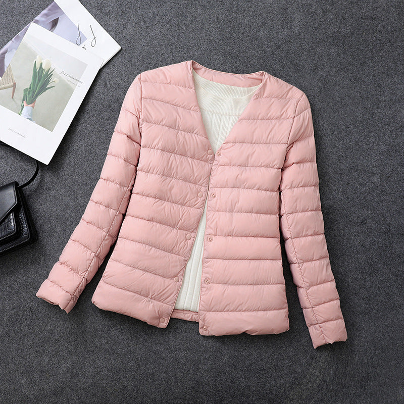 Women's Lightweight Short Inner-wear Round-neck Thermal Jacket