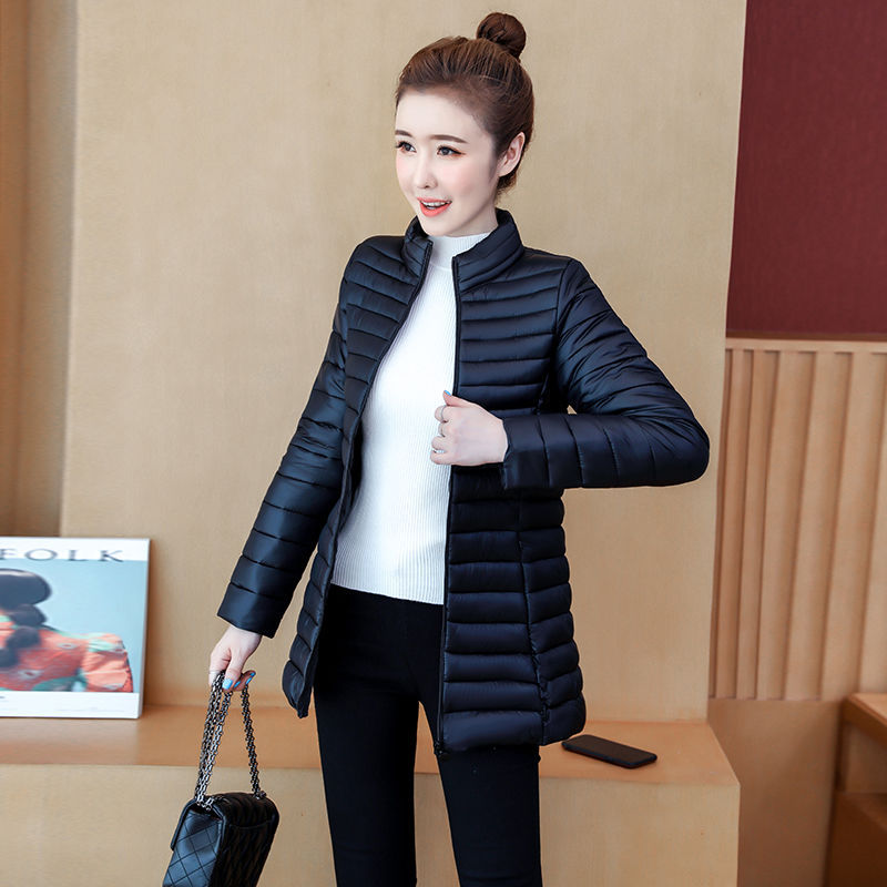 Plus-size Lightweight Slim-fit Mid-length Cotton Jacket