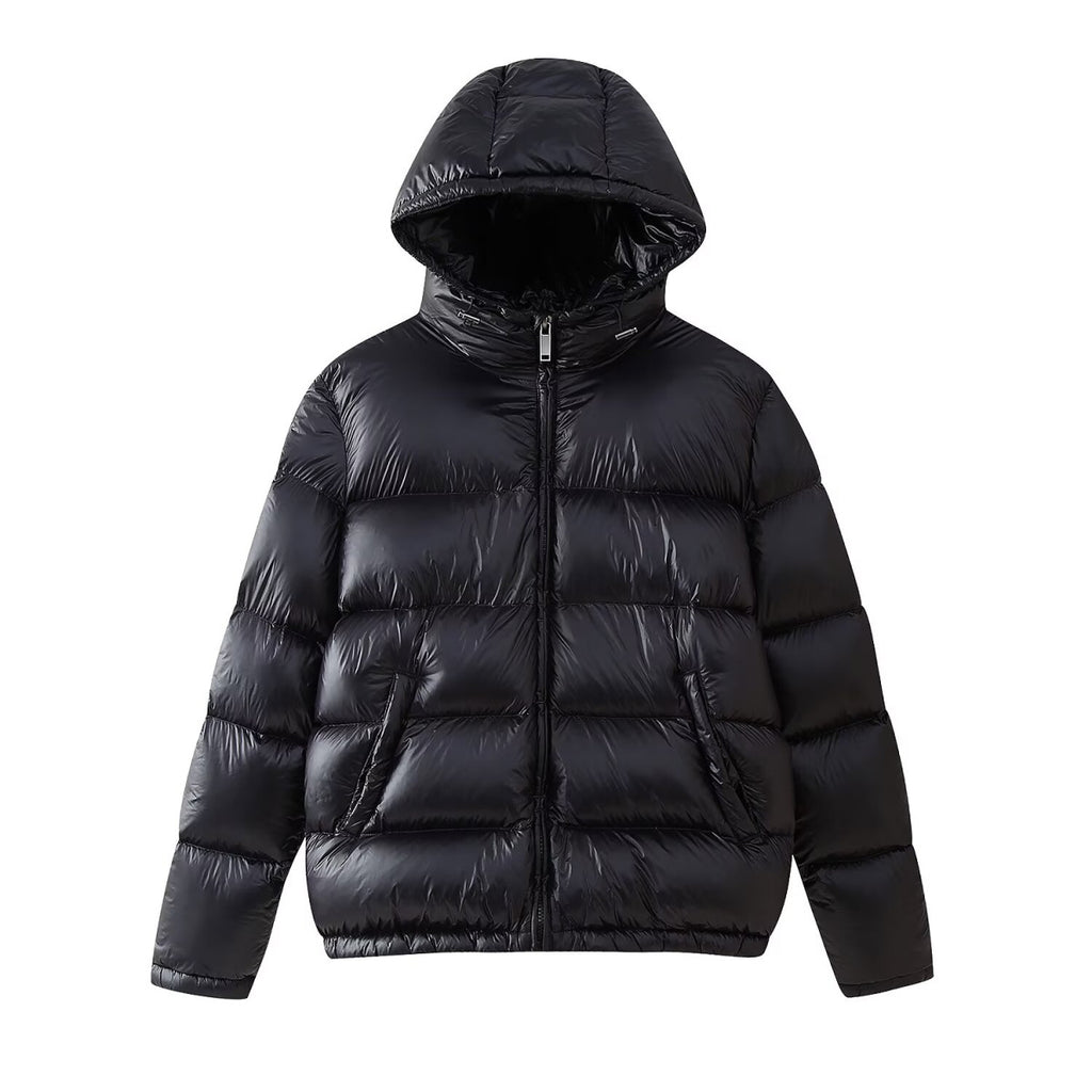 Simple And Versatile Hooded Two-tone Padded Cotton Jacket