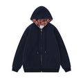 Street Plaid Cardigan Hoodie Loose-fitting Hooded Coat