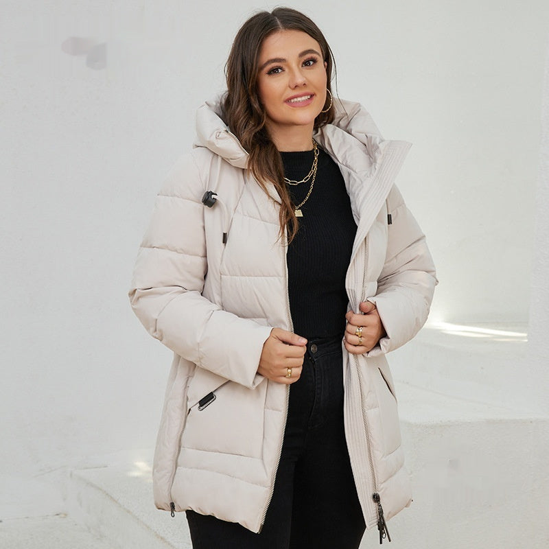Fashionable Casual Winter Outerwear Cotton Padded Jacket With Hood And Zipper