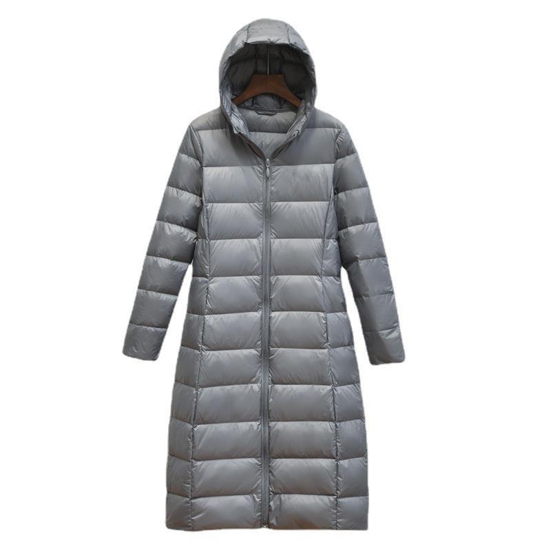 Lightweight Hooded Long Below-the-knee Slim-fit Coat