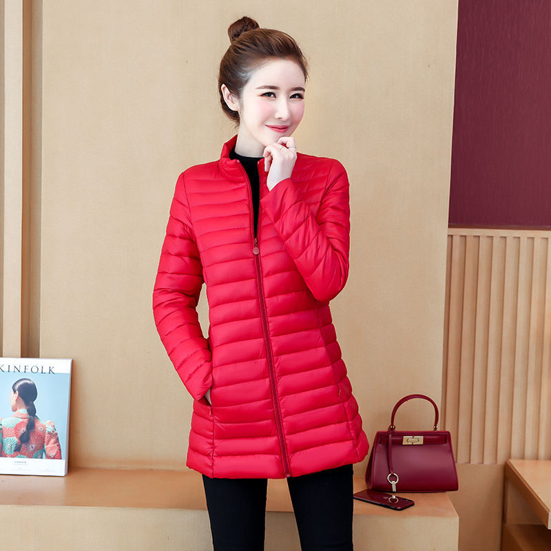 Plus-size Lightweight Slim-fit Mid-length Cotton Jacket