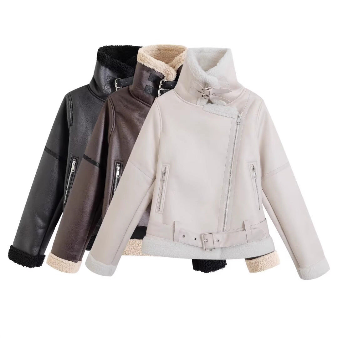 Women's Biker-style Cropped Casual Jacket