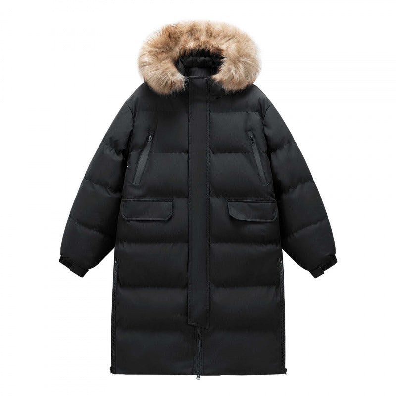 Women's Mid-length And Long Winter Coat With A Thickened Fur Collar