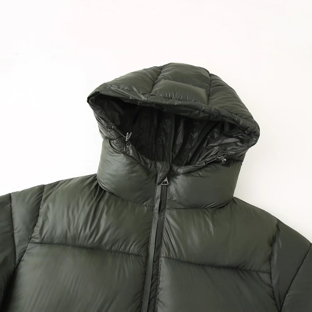 Simple And Versatile Hooded Two-tone Padded Cotton Jacket