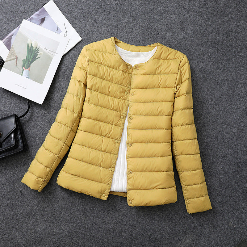 Women's Lightweight Short Inner-wear Round-neck Thermal Jacket