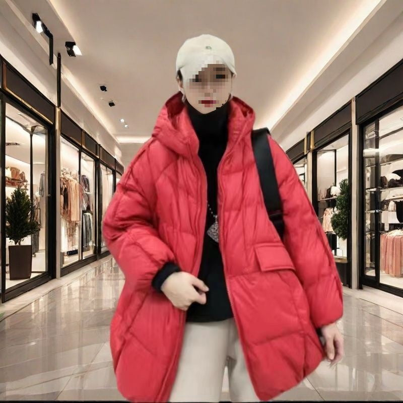 Plus-size Down Jacket In Anhui Red Casual Fashionable Extra-thick And Super Warm