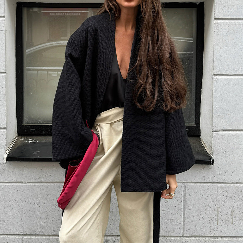 Women's V-neck Lace-up Chanel-style Long-sleeve Jacket